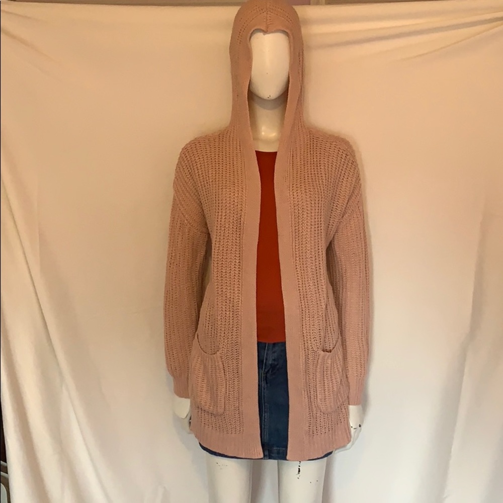 Long Knitted Sweater with Hood